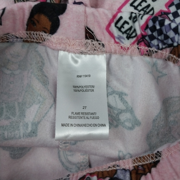 Barbie NWT Toddler 2T Pink Pajamas Two Piece Button Up Flannel Pajama Set - Picture 7 of 8